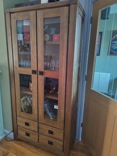 Solid oak and glass display