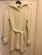 Zara White Cream Soft long button Cardigan Chunky Knit size M/L