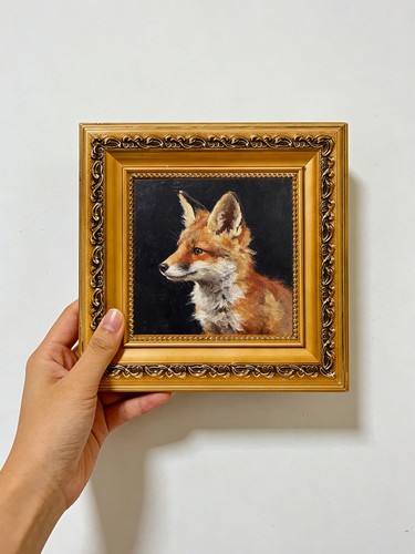Vintage red fox portrait dark - vintage,