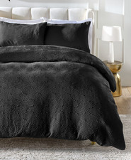 BNWT NEXT SUPER KING SIZE BLACK EMBOSSED SUPER SOFT DUVET SET
