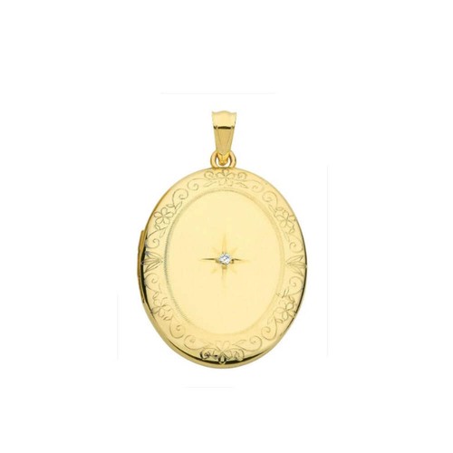 Real diamond oval locket solid - diamond,