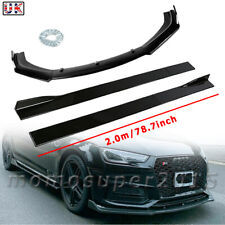 Gloss Black Front Bumper Lip Splitter Spoiler + Side Skirt For Audi A3 S3 RS3 MO