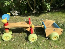 ELC Wooden Ride On Trike Tricycle With Trailer 