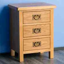 Surrey Oak Bedside Table Waxed 3 Drawer Cabinet Solid Wood Nightstand Assembled