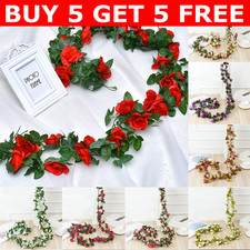 8ft 45 Flowers Artificial Flower Rose Fake Hanging Garland Party Wedding Decor