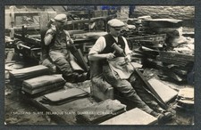 Delabole Slate Quarries Men Splitting Slate Nr Camelford Cornwall RP c1935