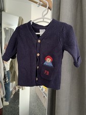 Baby Boy Navy Button Up Paddington Bear Cardigan Size Up To 3 Months