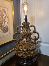 Vintage West German Glazed Ceramic Double Bulb Fat Lava Lamp Mid Century Modern