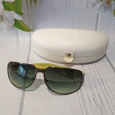 DIESEL SUNGLASSES Ladies Lime Yellow Arms Metal Frame WITH CASE Designer