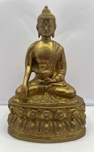 Vintage brass buddha statue - brass,