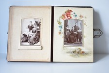 Antique Victorian/ Edwardian Family Photo Album Leather Bound with Clasp (J)