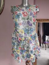 *COLEEN X* ROONEY Arty floral Rara Tiered  Summer Sleeveless Dress