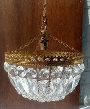 Empire Vintage French Lustre Crystal Bag Pendant Chandelier 25 Cm Diameter (A)
