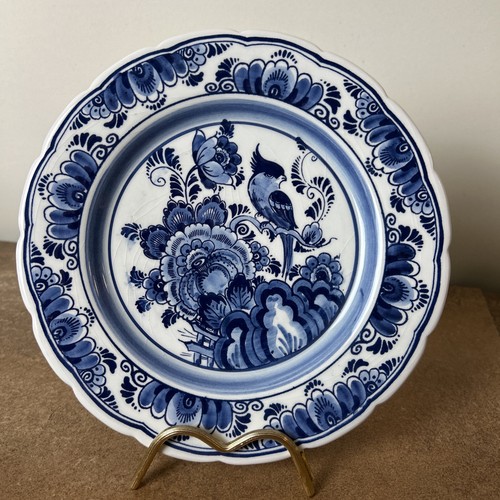 Vintage delft blue plate - plate,, bird