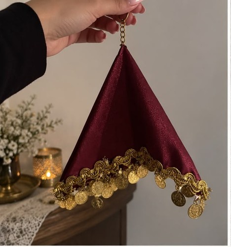 Finger ring dangle burgundy - finger,