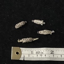 4 Vintage Silver Marcasite & Paste Edwardian Jewellery Necklace Clasps 