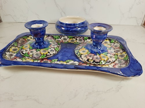 Maling floral blue - blue, lustre