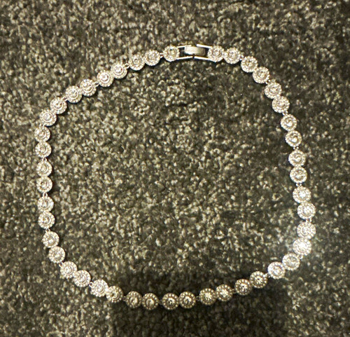 Silver swarovski necklace - silver,