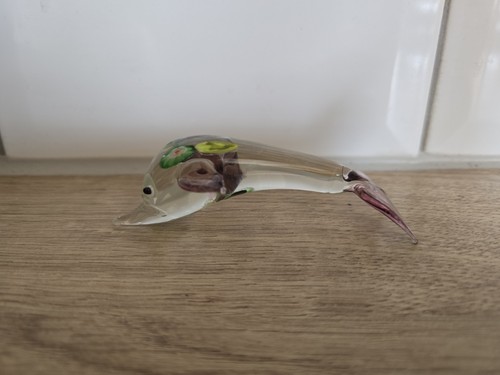 Vintage glass dolphin figure - glass,