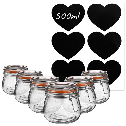 Glass storage jars heart - 6x,