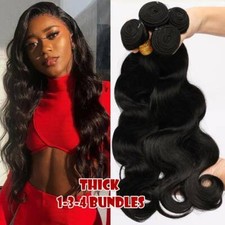 1-4Bundles REAL Malaysian/Peruvian Virgin Human Hair Weave Extensions THICK 100g