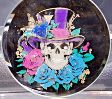 Etched and coloured image on