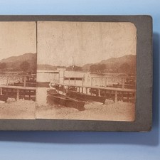 Lake District Stereoview 3D C1895 Real Photo Derwentwater ? Hotel Landing Stage