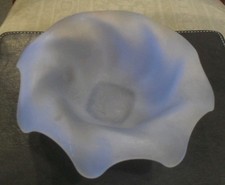 ART DECO Vintage Bagley Equinox Frosted  Blue  Glass  Posy Bowl 