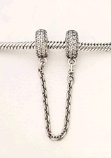 Genuine Pandora Bracelet Safety Chain - Silver Sparkling Pave Safety Chain S925