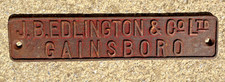J B Edlington & Co Ltd Gainsboro Cast Iron Makers Name Plate Farm Antique Rare
