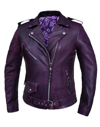 Womens purple lambskin leather - lambskin,