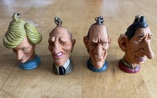 4 Spitting Image Keyrings - Charles, Diana, Phillip & Neil Kinnock
