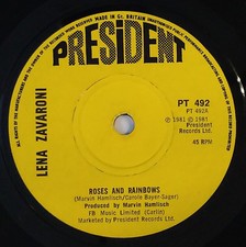 Lena Zavaroni Roses And Rainbows 7" Single (1981) President  PT 492