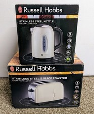 Russell Hobbs Stainless Steel 2 Slice Toaster and 1.7L Kettle Set - Cream