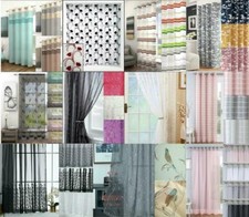 1 PAIR (2 Panels) VOILE NET CURTAIN PANELS EYELET TAB TOP or SLOT TOP HEADER