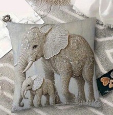 Beautiful Grey Elephants Printed Cushion Cover  Bohemian Ethnic
