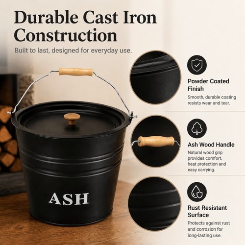 12l ash bucket with lid - 12l,