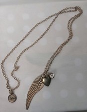 Bibi Bijoux Silver Tone Wing & Heart Pendant Necklace Costume Jewellery New