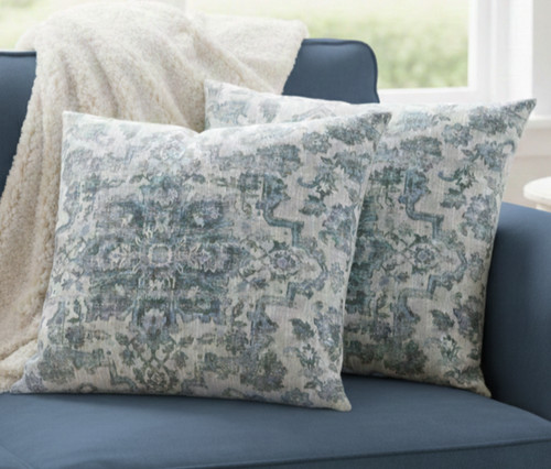 Muted blue grey - grey, damask
