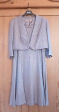 JACQUES VERT LADIES SPECIAL OCCASION EARL GREY DRESS & JACKET SUIT SIZE 16