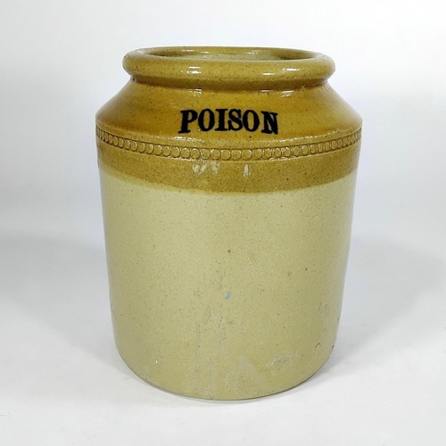 Antique stoneware poison jar - stoneware,