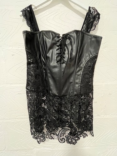 Ladies lace and pleather - lace,