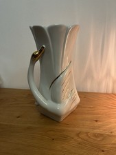 Vintage White Swan Form Art Deco Vase/Stipo Dorohoi Romania Porcelain 1950s/60s