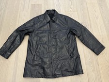 Strellson Men Leather Jacket , Body Lining 80% Wool Black Size 54 (B9) 