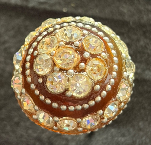Vintage amber diamanté round - diamantÉ,