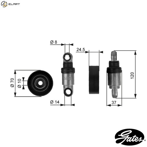 Tensioner pulley vribbed - vribbed, belt