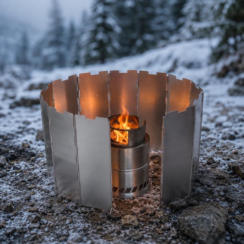 Foldable stove wind shield - foldable,