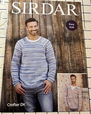 Sirdar 8221 Crofter DK Knitting Pattern  Men's Round & V-Neck Jumpers: 38-48"