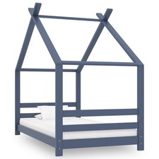 Kids Bed Frame Grey Solid Pine