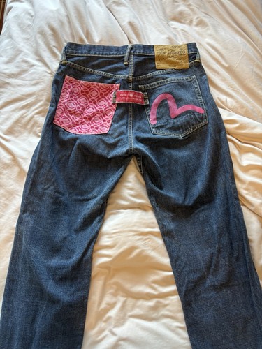 Evisu dark wash denim straight - dark,